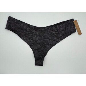 SKIMS Kim Kardashian Free Cut Thong Panty Onyx Foil Black PN-THG-0852 Women's 2X